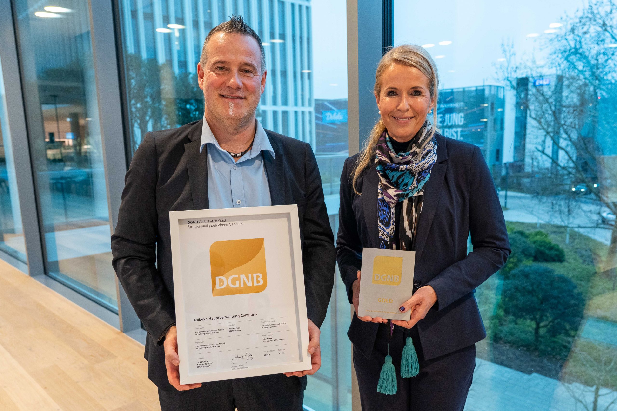Debeka-Zentrale in Koblenz erhält Gold-Zertifikat für nachhaltiges Bauen – Neuer Erweiterungsbau überzeugt durch Energieeffizienz, moderne Arbeitsplätze und umweltfreundliche Mobilität