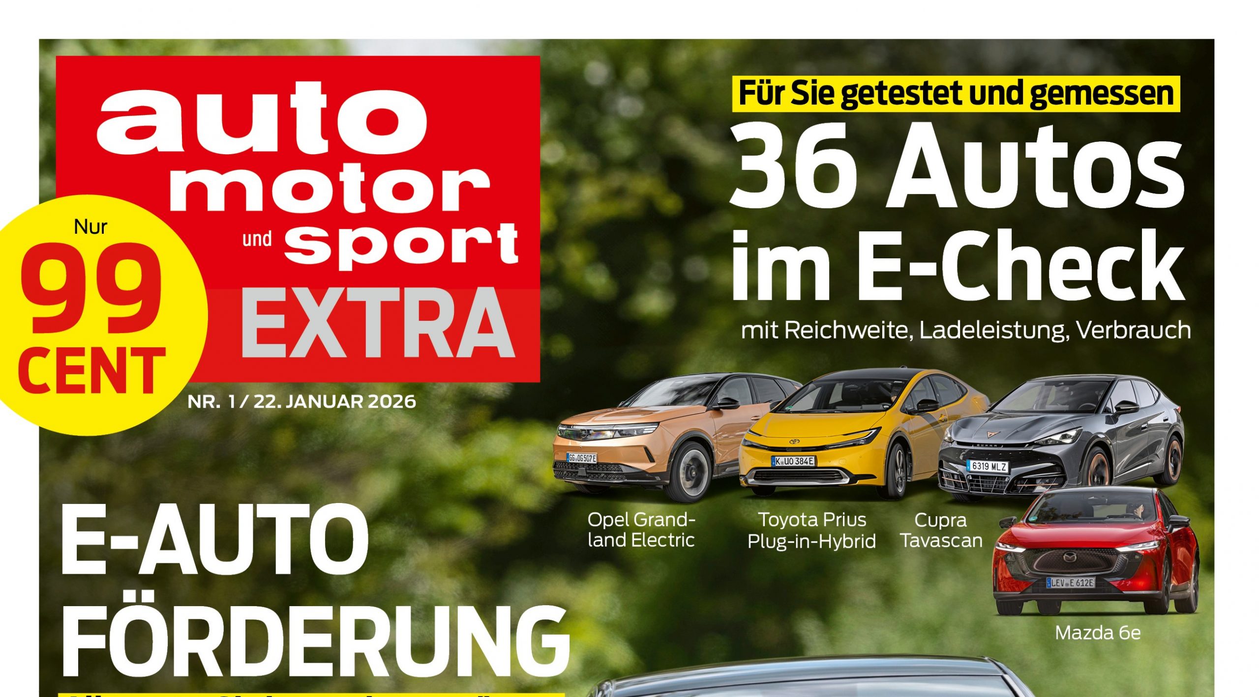 auto motor und sport erklärt die neue E-Auto-Förderung in Extra-Ausgabe für 99 CentInklusive Tests von 36 Elektro- und Hybridmodellen